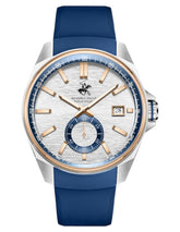 Beverly Hills Polo Club Men's Analog Watch, Silver Dial Multi-Function With Blue Silicon Strap, BP3837X.339